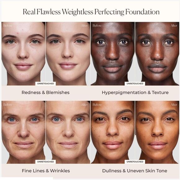 🆕Laura Mercier 4W1 Suntan Real Flawless Weightless Perfecting Foundation New - Picture 11 of 16